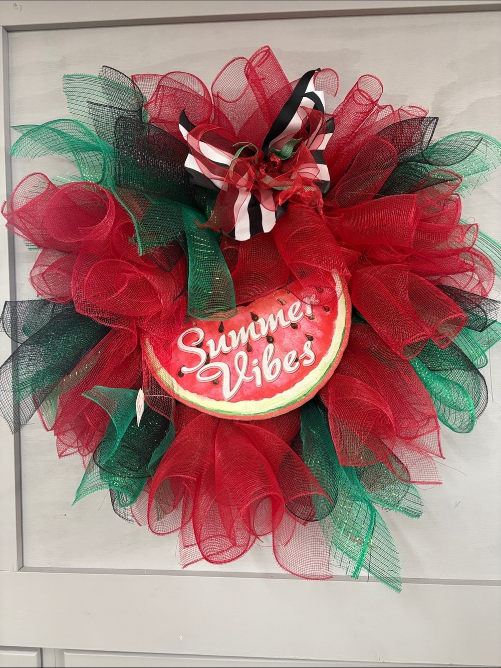 Summer Vibes Watermelon Wreath - Red & Green Decorative Door Accent
